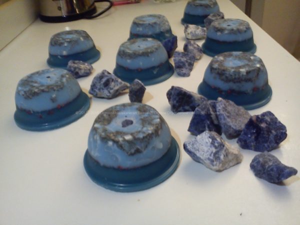 Orgonite hand grenade sodalite blue, beeswax, metals, and this wonderfull mineral.