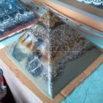 the beeswax orgonite pyramid for web radio 11:11 in all its shine