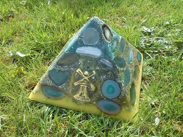 Orgonite Pyramid Tjally's Horse, beeswax minerals and crystals, metals, no plastic