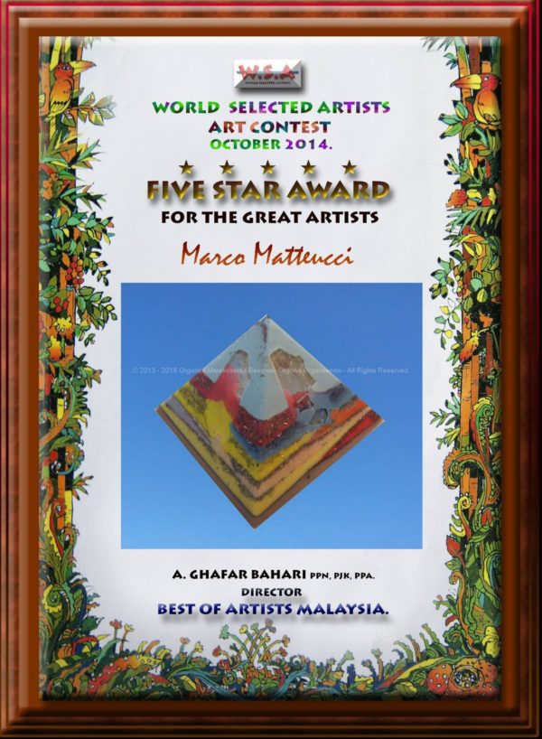 Pyramid Orgonite Selene Mirror. Five stars award at World Selected Artists - Art Contes