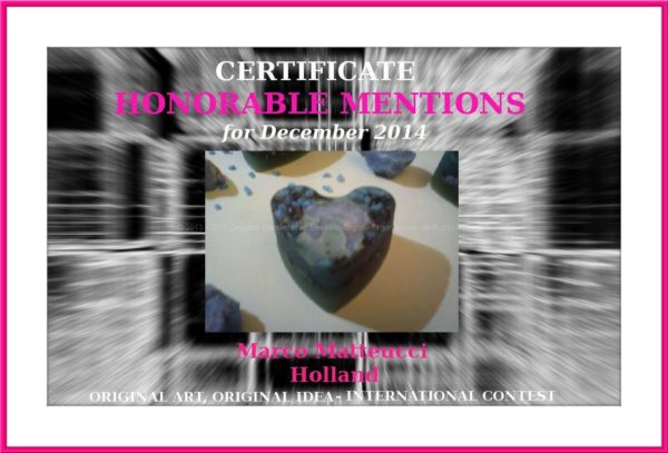 Orgonite Angelite Heart won an Honorable Mention at an art contest, december 2014