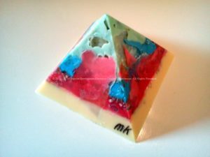 Orgonite pyramid 12 excellence 08, 12 cm pyramid, with beeswax, minerals, crystals and metals.