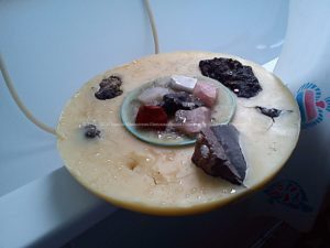 Orgonite chembuster 010 beeswax, minela, metals and magnete