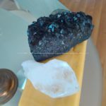 Black Celebration 24 cm pyramid orgonite, Rock crystal, smokey quartz, agata, rose quartz, fluorit, other minerals, beeswax and metals.