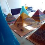 Sunspot 18 cm pyramid orgonite, beeswax crystals minerals metals and other materials