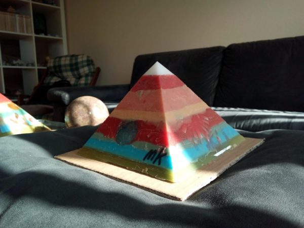 White Jade Four 17 cm pyramid orgonite