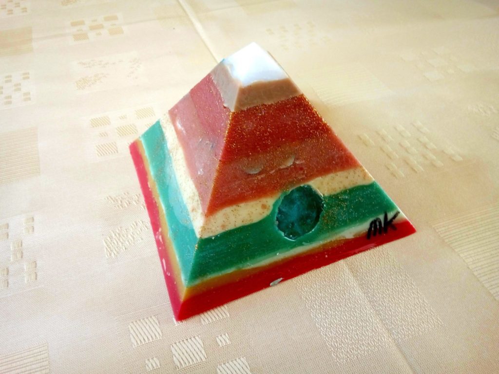 White Jade Three 17 cm pyramid orgonite