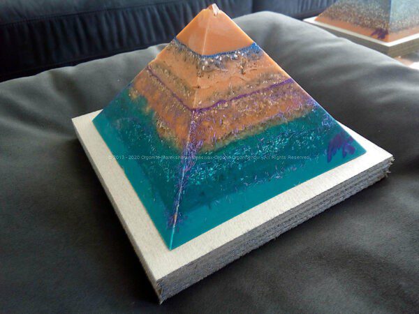 Sunset Shine 13 cm beeswax pyramid orgonite