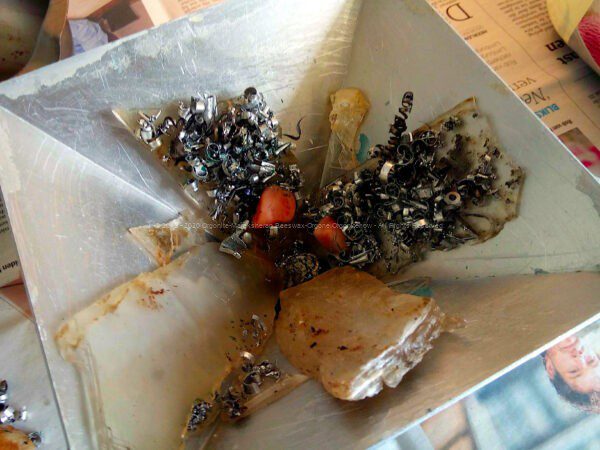 Building a pyramid orgonite with beeswax